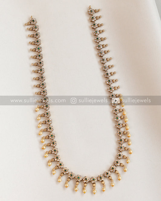 AD Green Flower Long Chain with Stud
