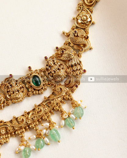 Double Layer Premium Goddess Gold Necklace with Earring - Mint Beads