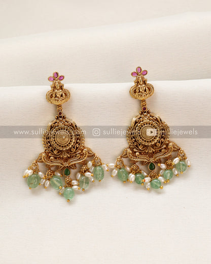 Double Layer Premium Goddess Gold Necklace with Earring - Mint Beads