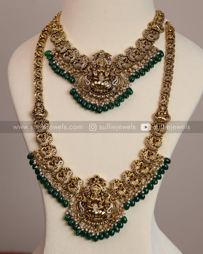 Premium Lakshmi Green Beads Bridal Combo ( 3 piece )