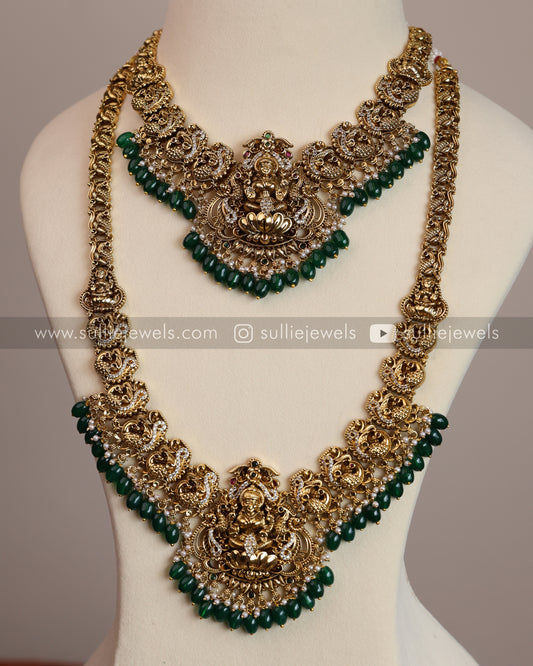 Premium Lakshmi Green Beads Bridal Combo ( 3 piece )