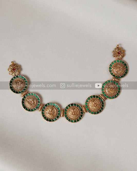 Sullie Basic - Lakshmi Green Coin Necklace with Stud