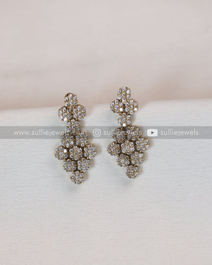 Diamond Lookalike Three Layer Necklace with Earring