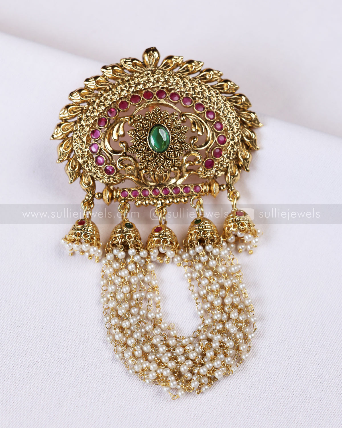 090 - No Idol Pearl Jhumka Hair Brooch