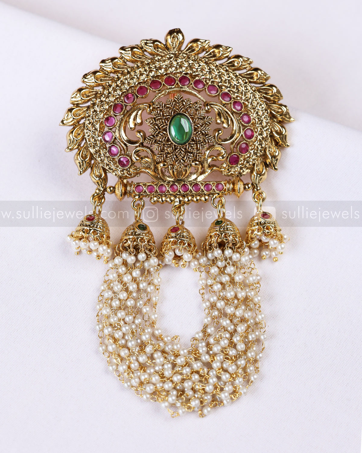 090 - No Idol Pearl Jhumka Hair Brooch