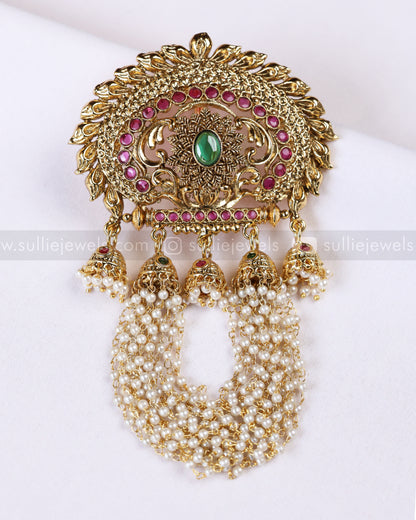 090 - No Idol Pearl Jhumka Hair Brooch