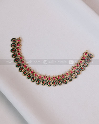 3750 - Sullie Basic - Meenakari Leaf Design Necklace with Stud