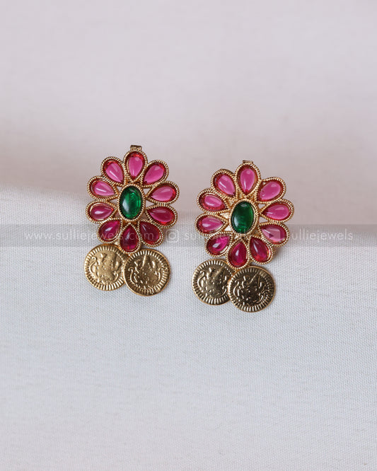 3749 - Sullie Basic - Lakshmi Floral Coin Necklace with Stud
