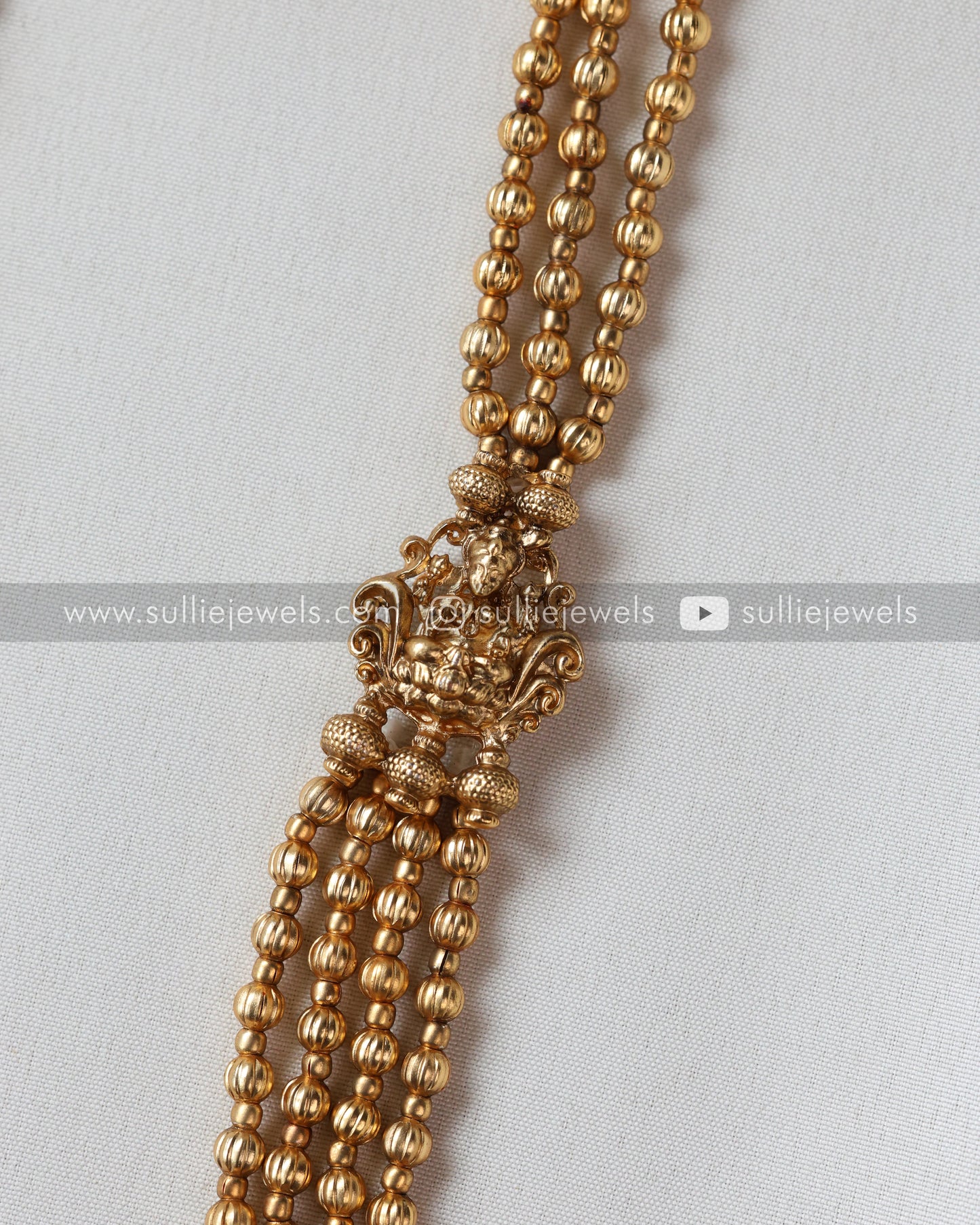 Sullie Basic - Lakshmi Green Beads Long Chain / Haaram with Jhumka