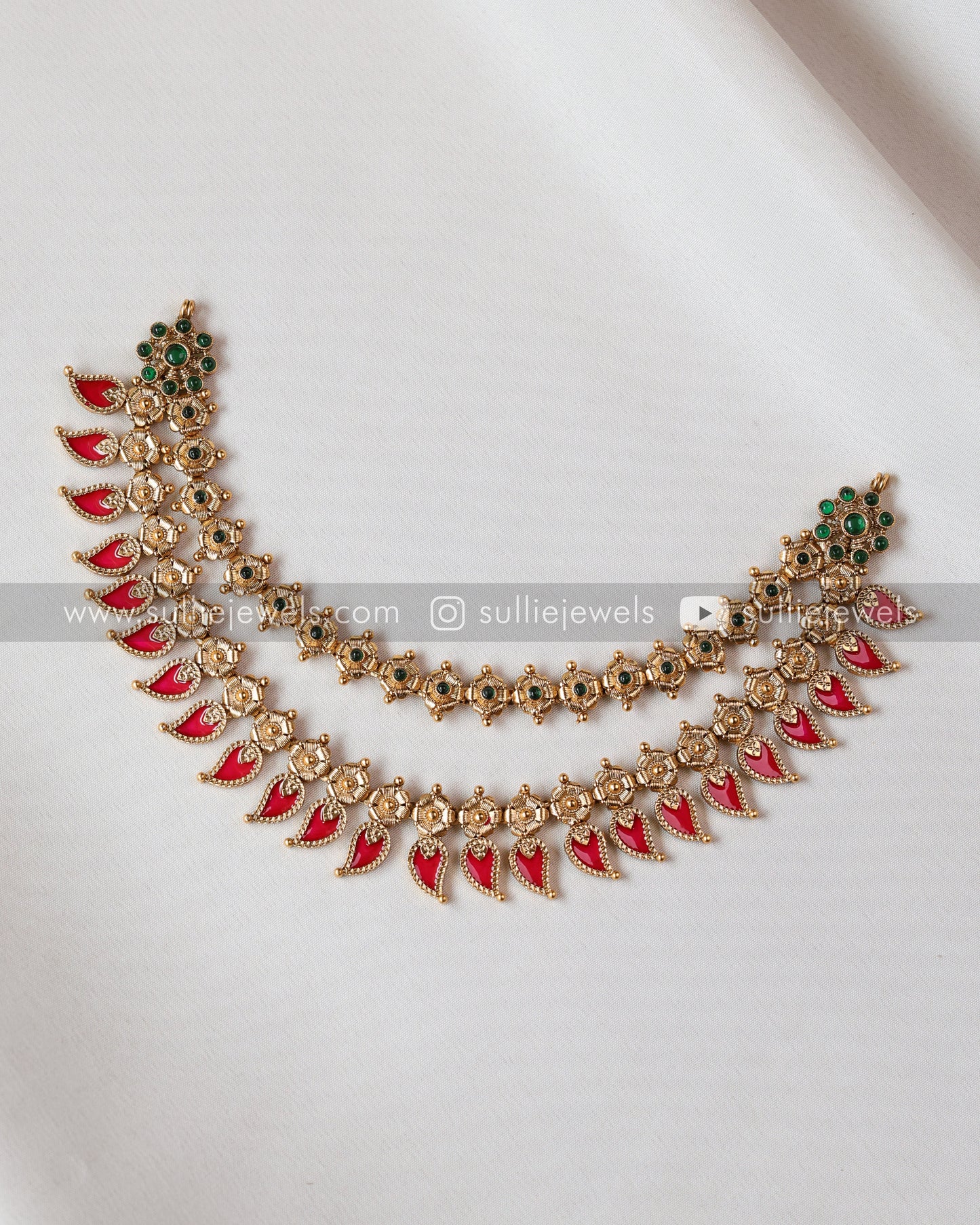 Sullie Basic - Double Layer Palakka/Mango Necklace with Stud