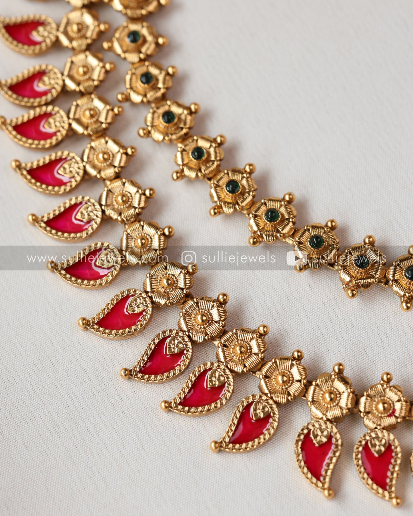 Sullie Basic - Double Layer Palakka/Mango Necklace with Stud