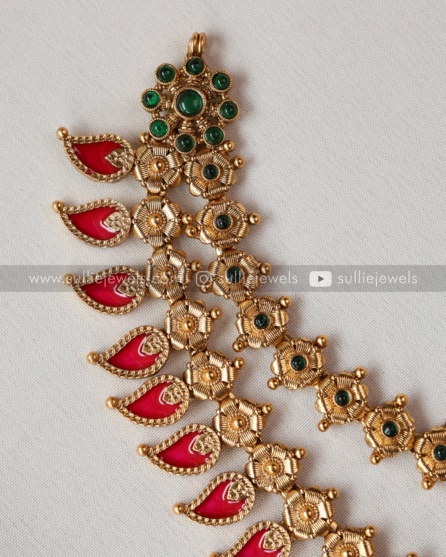 Sullie Basic - Double Layer Palakka/Mango Necklace with Stud