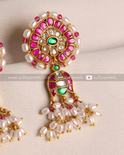 Premium Real Jadau Kemp Pearl Earring
