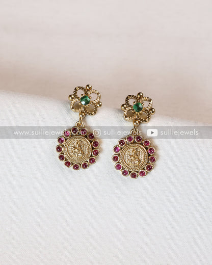 Palakka Coin & Pearl Lakshmi Layered Combo with Earrings