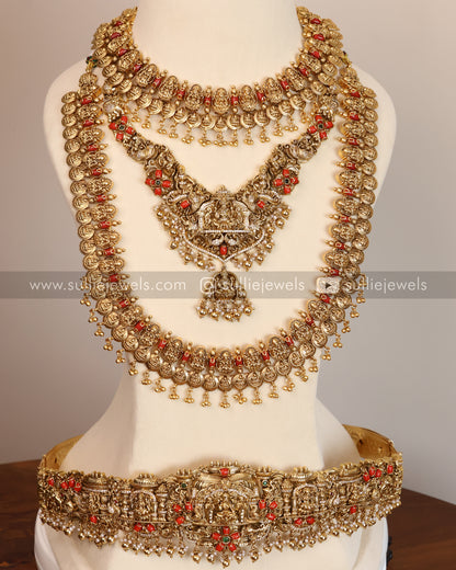 Premium Goddess Coral Coin Bridal Combo ( 6 piece )