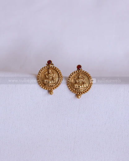 3939 - Gold Beaded Lakshmi Coin Necklace with Stud