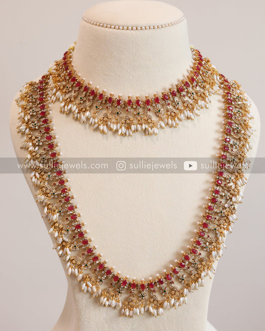 Sullie Basic - Ruby Guttapusalu Bridal Combo with Earring ( 3 piece )