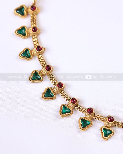 Beaded Coin & Ruby Green Palakka Layered Combo