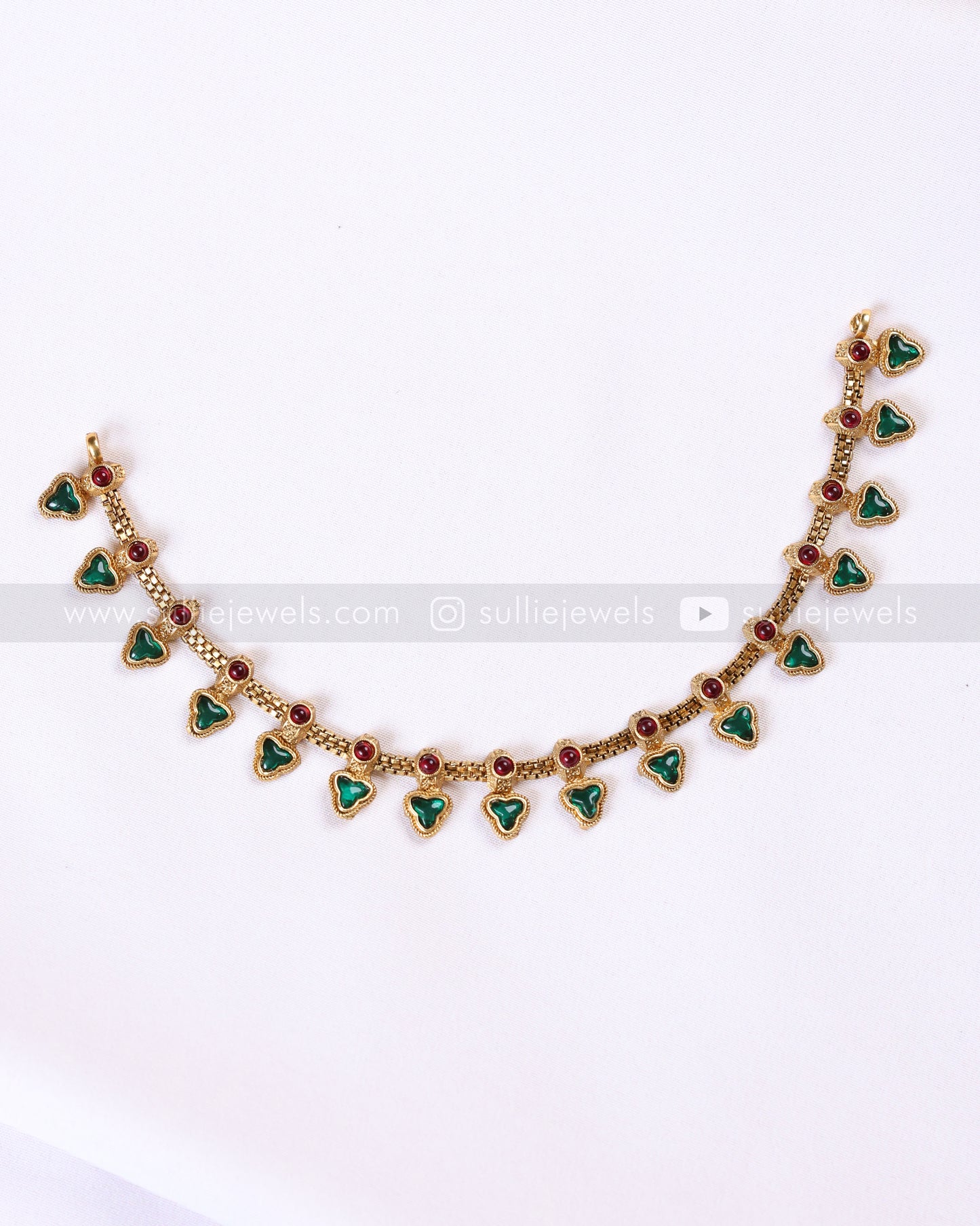Beaded Coin & Ruby Green Palakka Layered Combo