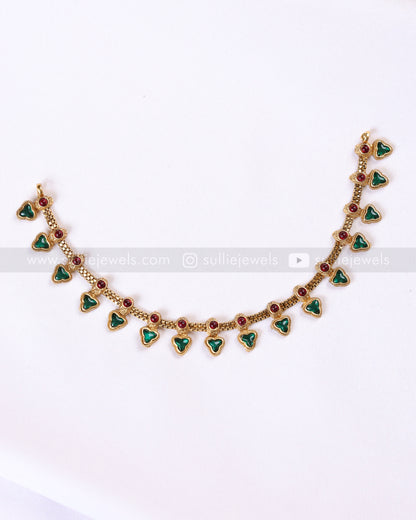 Beaded Coin & Ruby Green Palakka Layered Combo