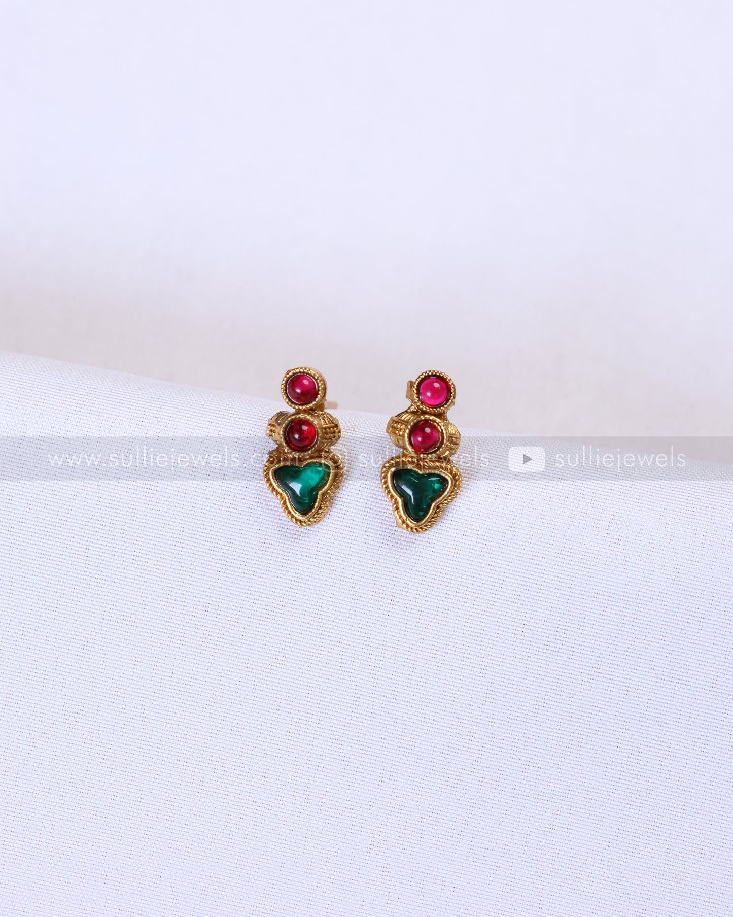 Beaded Coin & Ruby Green Palakka Layered Combo