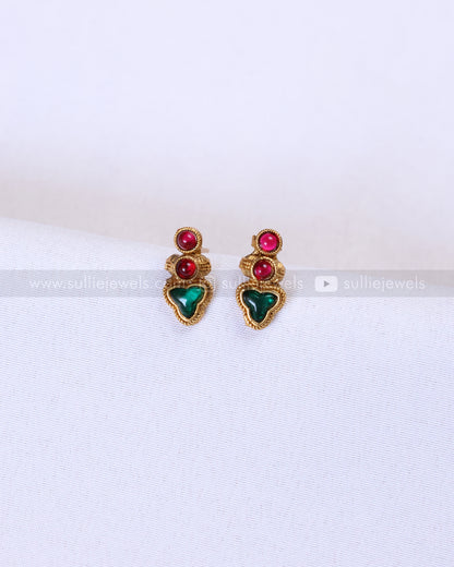 Beaded Coin & Ruby Green Palakka Layered Combo