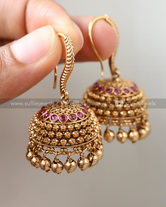 Antique Gold Kemp Hook Jhumka