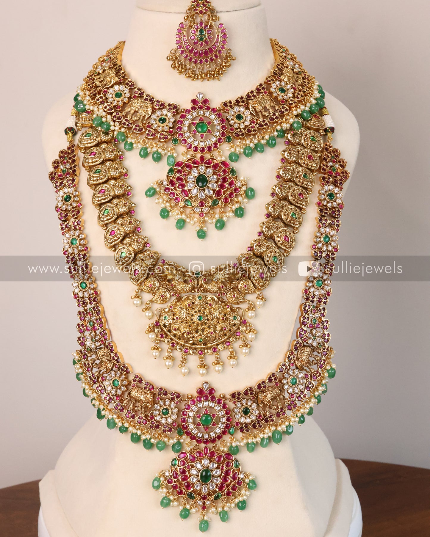 No Idol Premium Mint Bridal Combo with Tikka ( 5 piece )