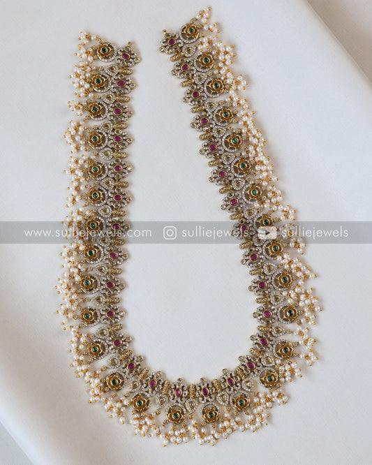 No Idol - AD Stone Guttapusalu Long Chain / Haaram with Earring