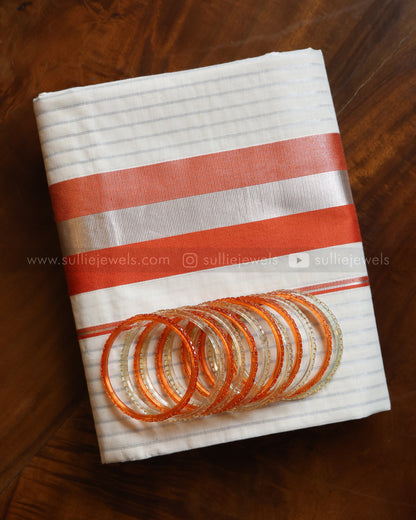 Orange Onam Combo - Saree & Bangle Set of 12