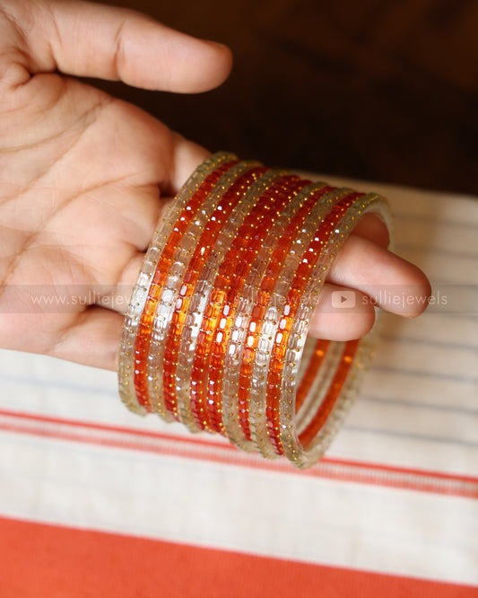 Orange Onam Combo - Saree & Bangle Set of 12