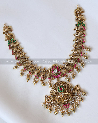 Peacock Lightweight Matte finish Necklace with Jhumka - No Idol