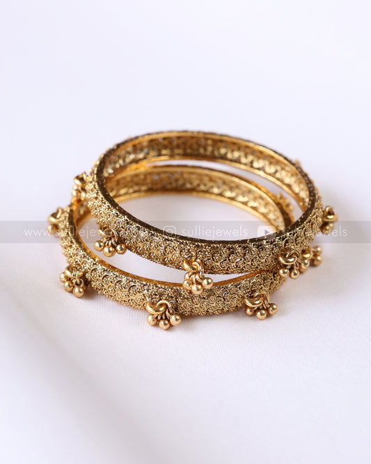 9083 - Sullie Basic Gold Ghungroo Bangle - Set of 2