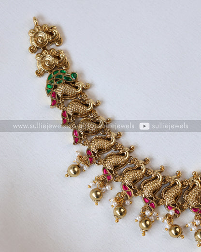 Peacock Lightweight Matte finish Necklace with Jhumka - No Idol
