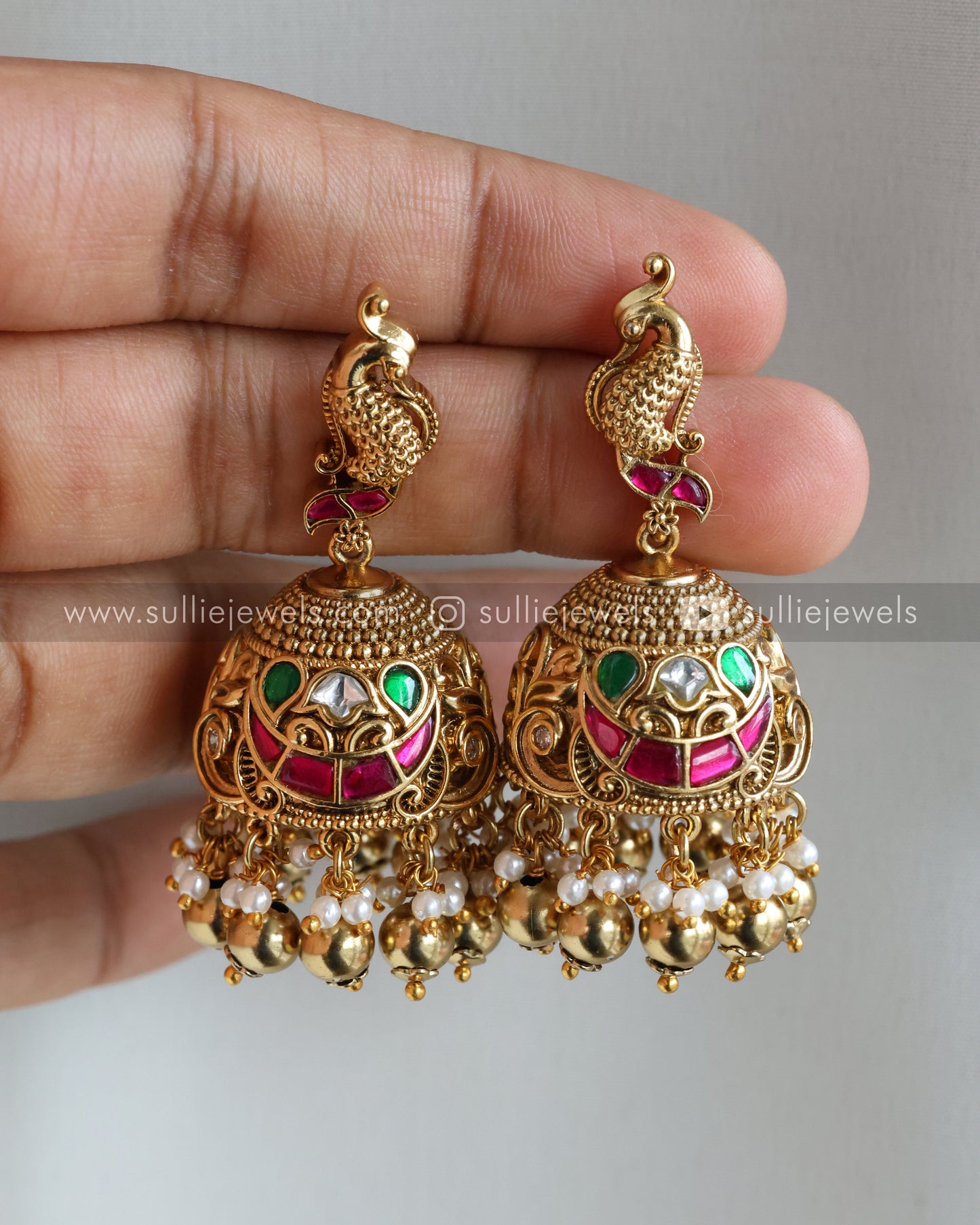 Peacock Lightweight Matte finish Necklace with Jhumka - No Idol