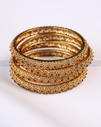 9085 - Sullie Basic - Floral Ruby Bangle - Set of 4