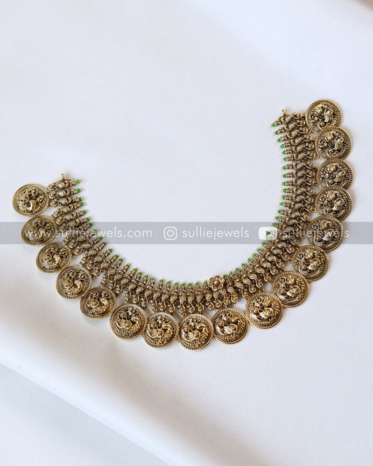 No Idol - Peacock Premium Heavy Coin Necklace with Stud