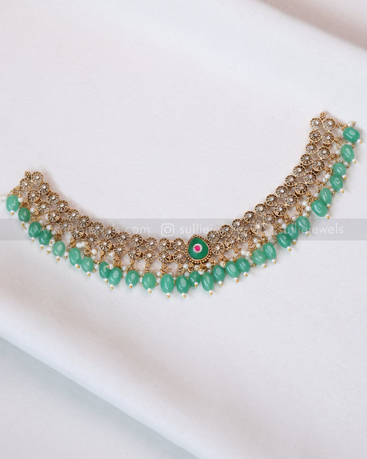 3797 -  Sullie Basic - Mint Beads Statement Necklace with Earring