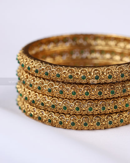 9086 - Sullie Basic - Floral Green Bangle - Set of 4