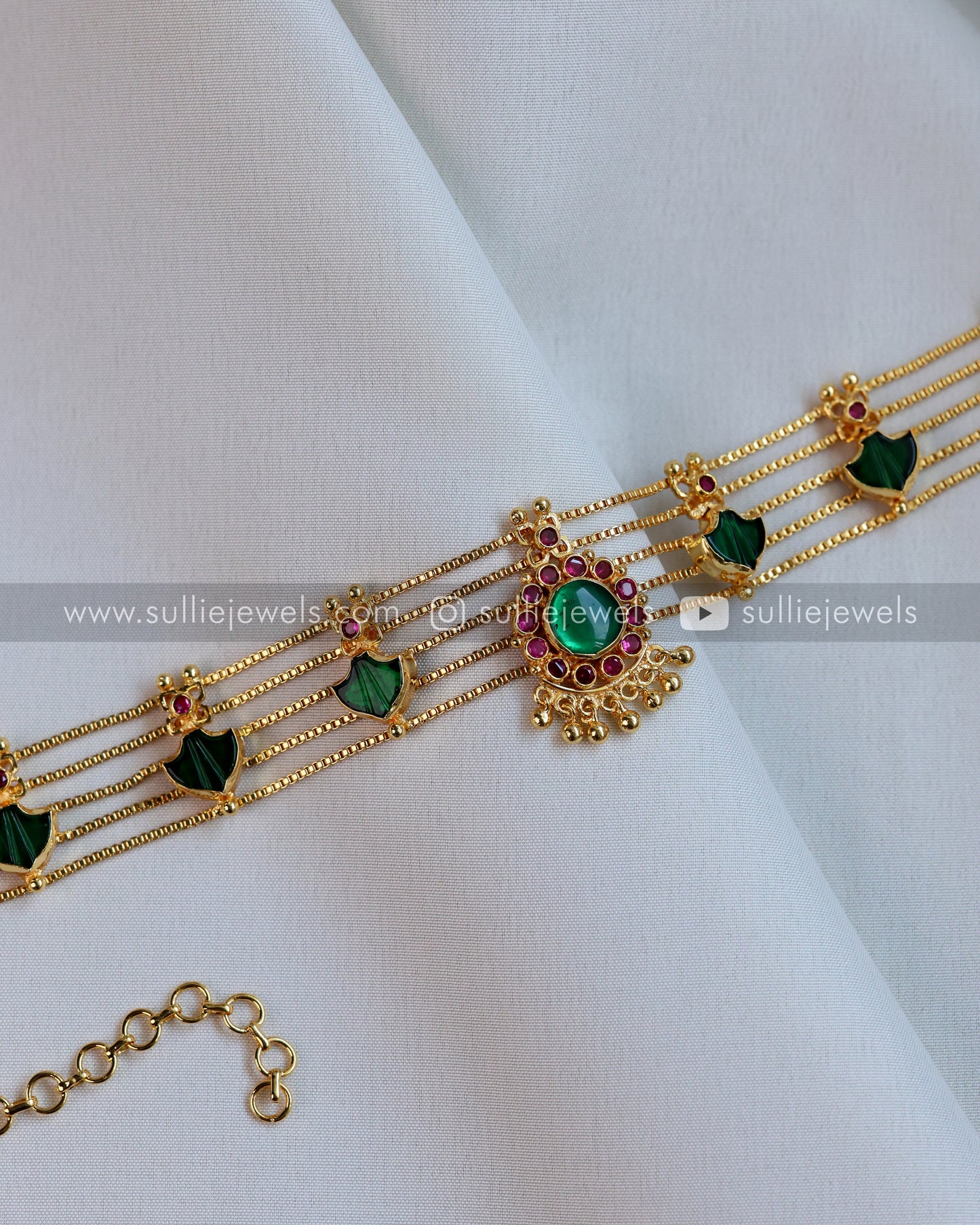 Gold Plated Palakka 5 layer Choker with Studs