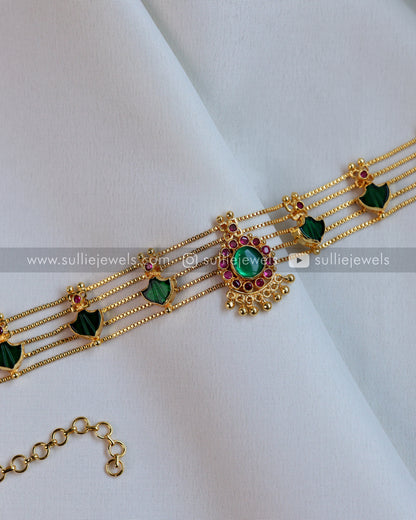 Gold Plated Palakka 5 layer Choker with Studs