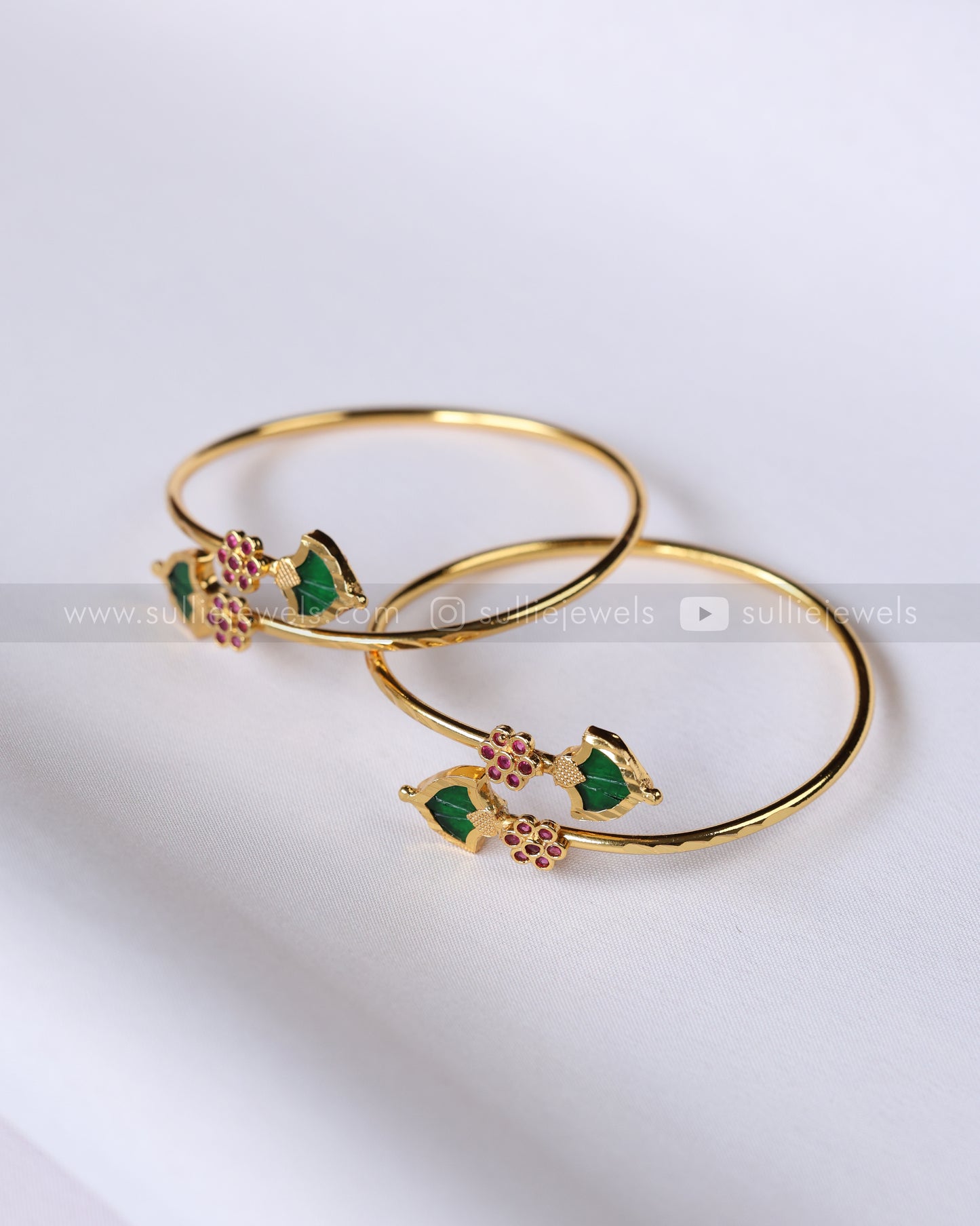 9088 - Palakka Gold Cuff Bangle - Set of 2