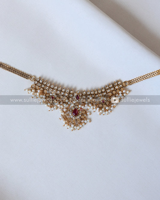 Sullie Basic - Guttapusalu Choker / Necklace with Earring - Ruby