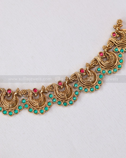3789 - Sullie Basic - Peacock Green Blue Stone Necklace with Stud