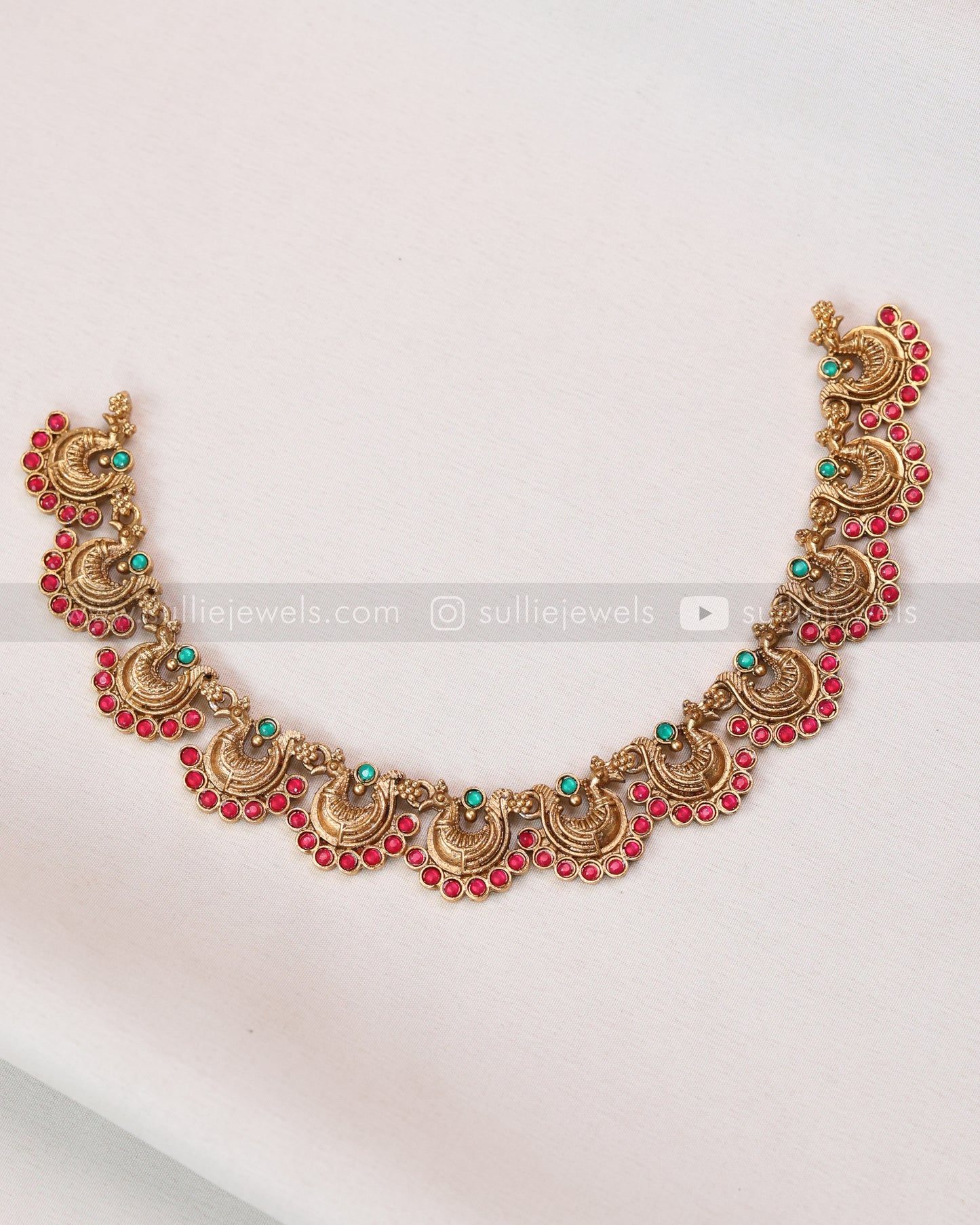 3788 - Sullie Basic - Peacock Ruby Stone Necklace with Stud