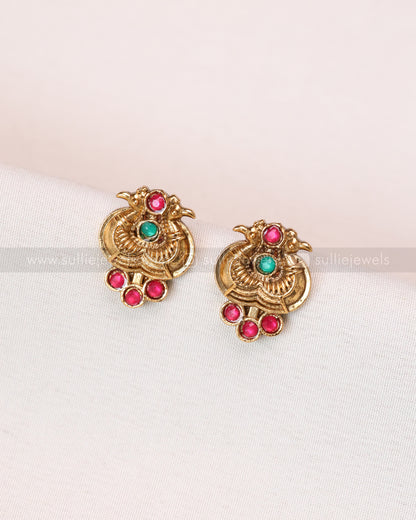3788 - Sullie Basic - Peacock Ruby Stone Necklace with Stud