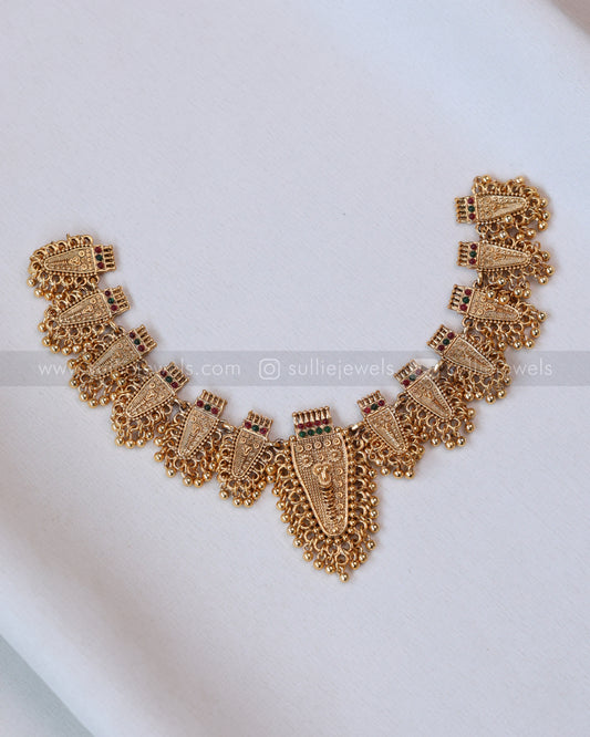 3787 - Sullie Basic - Kerala Style Nettipattam Necklace with Stud