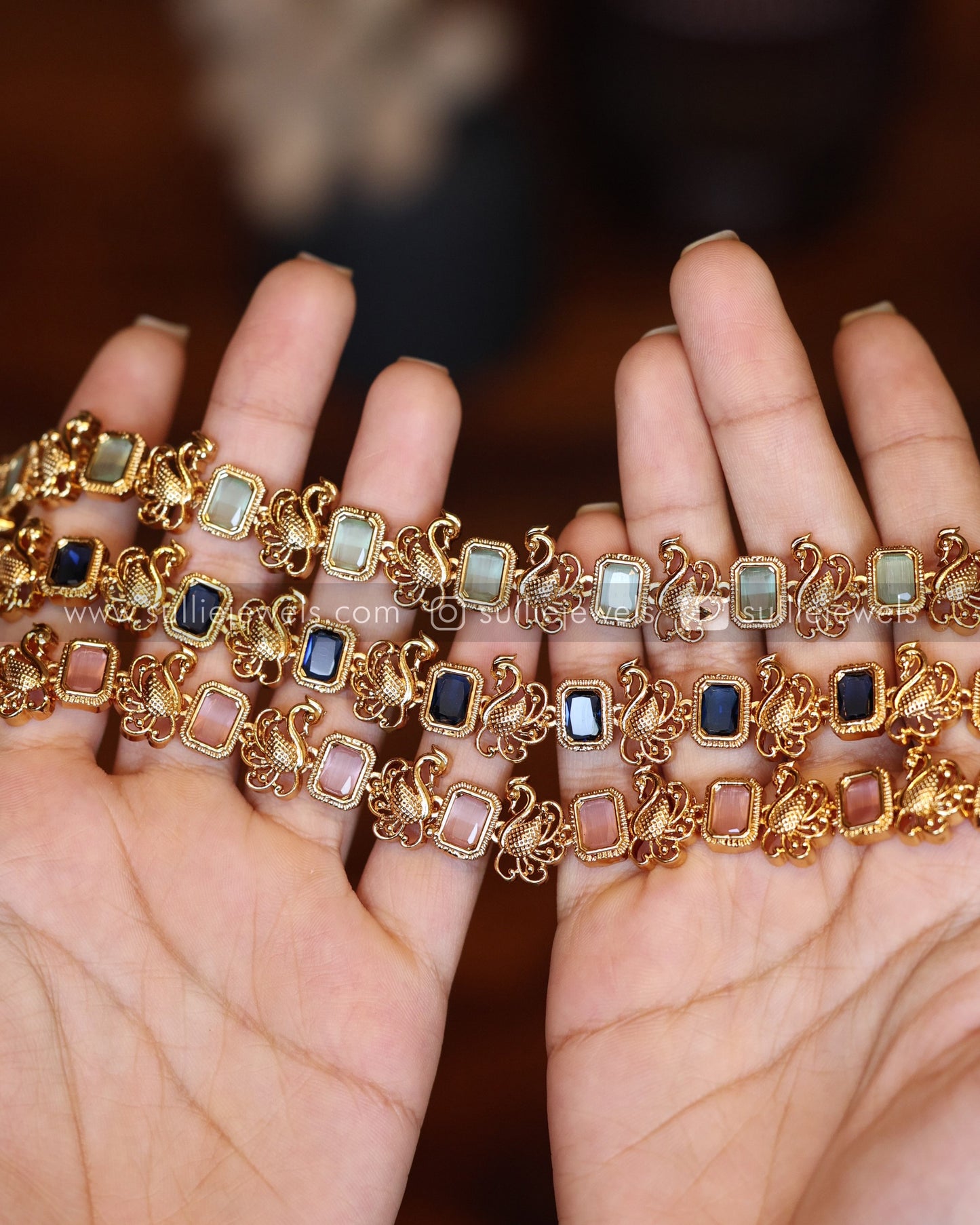 Pastel Pink Sufi Peacock Necklace with Stud