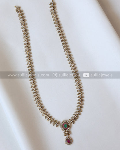 AD Green & Ruby Centre Stone Long Chain with Jhumka