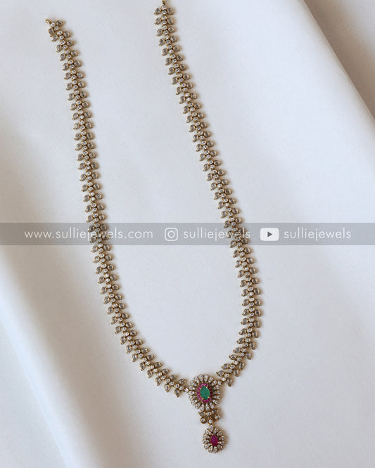 AD Green & Ruby Centre Stone Long Chain with Jhumka